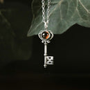 Sacred Clan: Gothic Key Small Pendant Necklace with Garnet SP327