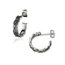 Spring Leaves Huggie Hoop Oxidised Earrings E2261
