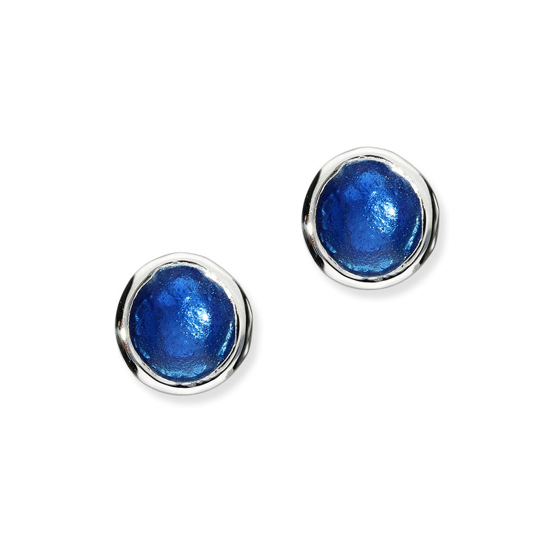 'Persian Blue' Deep Blue Enamel Silver Droplet Stud Earrings EE635