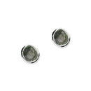 'Sea Mist' Light Grey Enamel Silver Droplet Stud Earrings EE635