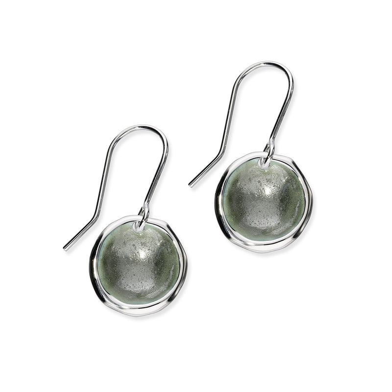 'Sea Mist' Light Grey Silver Droplet Dangle Earrings EE636