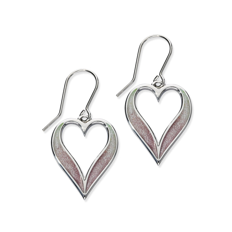 Astin Sterling Silver Drop Heart Small Earrings with Enamel EE641