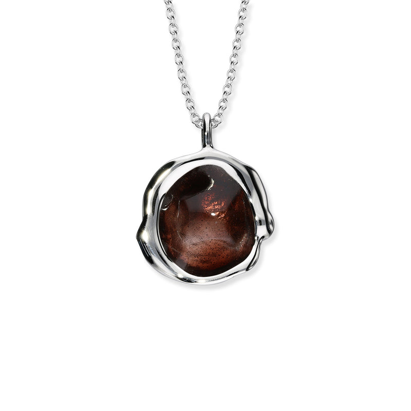 'Autumn Moors' Burgundy Droplet Sterling Silver Necklace EP495