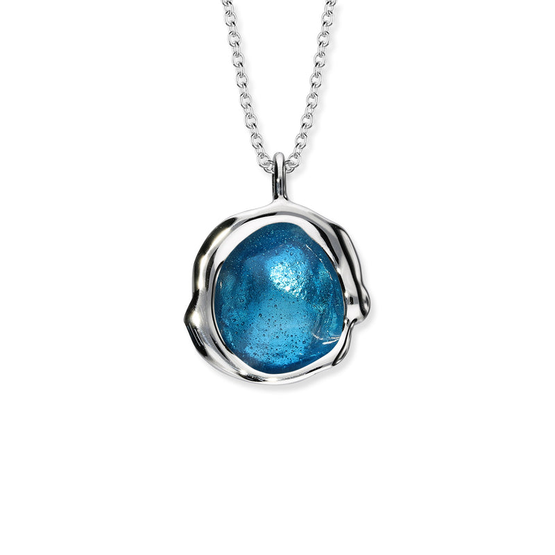 'Carrick Bay' Turquoise Blue Sterling Silver Droplet Necklace EP495