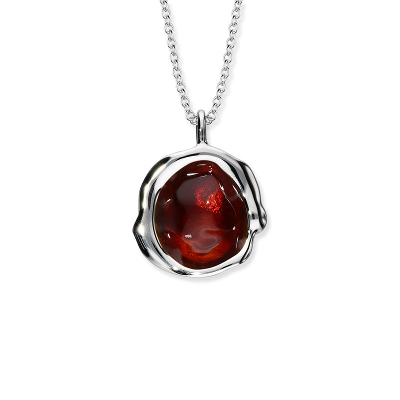 'Hawthorn Berry' Enamel Sterling Silver Droplet Necklace EP495