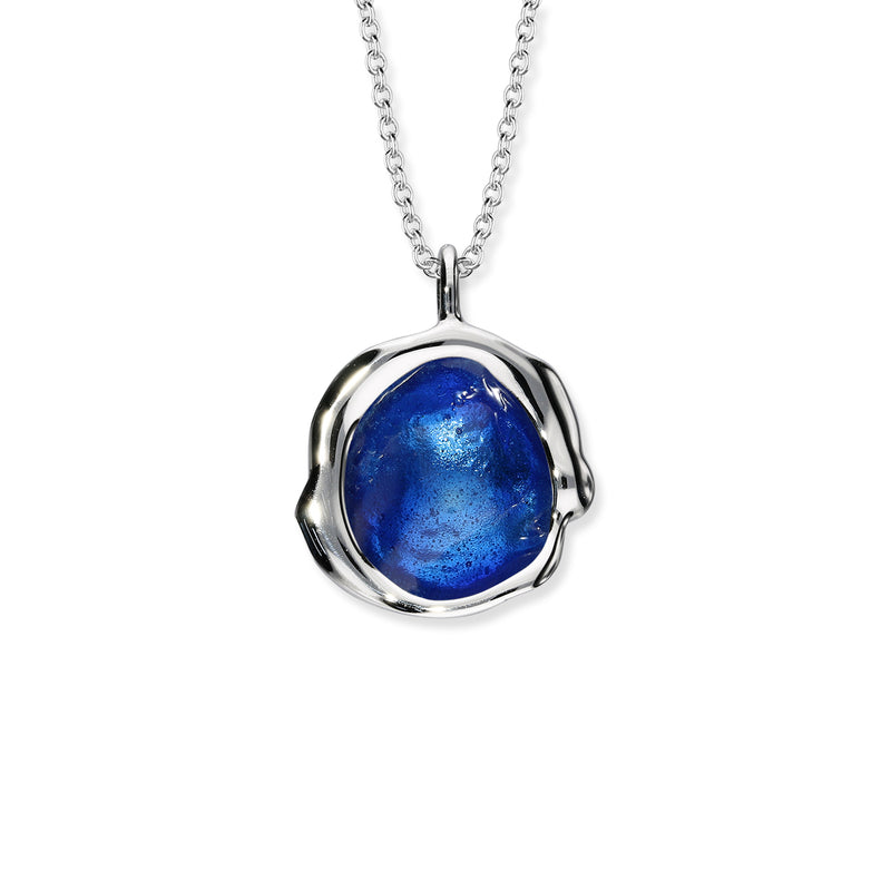 'Persian Blue' Deep Blue Sterling Silver Droplet Necklace EP495