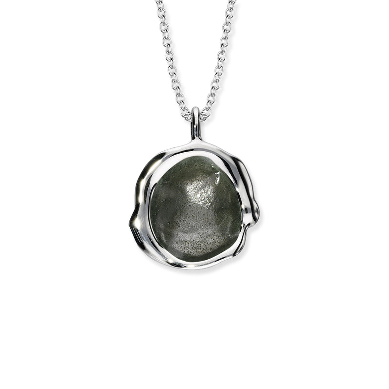 'Sea Mist' Light Grey Sterling Silver Droplet Necklace EP495