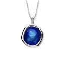 'Persian Blue' Deep Blue Sterling Silver Droplet Deep Necklace EP496