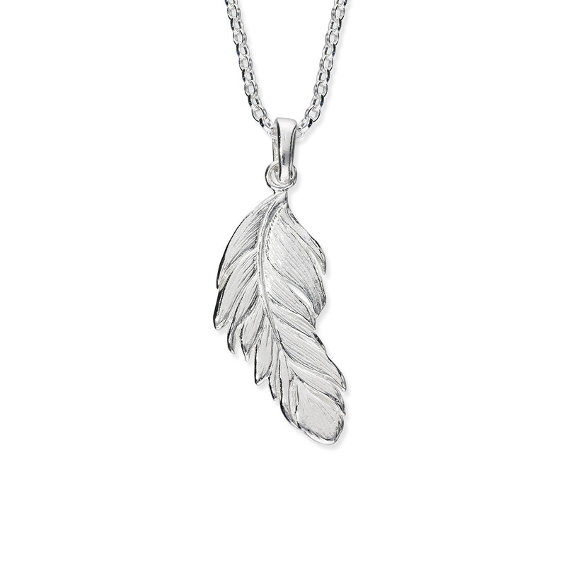 Sterling Silver Large Feather Necklace P1414