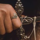 Sacred Clan: The Morrigans Tear Gothic Ring - with Labradorite or Garnet SR179