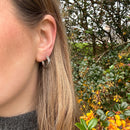 Spring Leaves Huggie Hoop Oxidised Earrings E2261