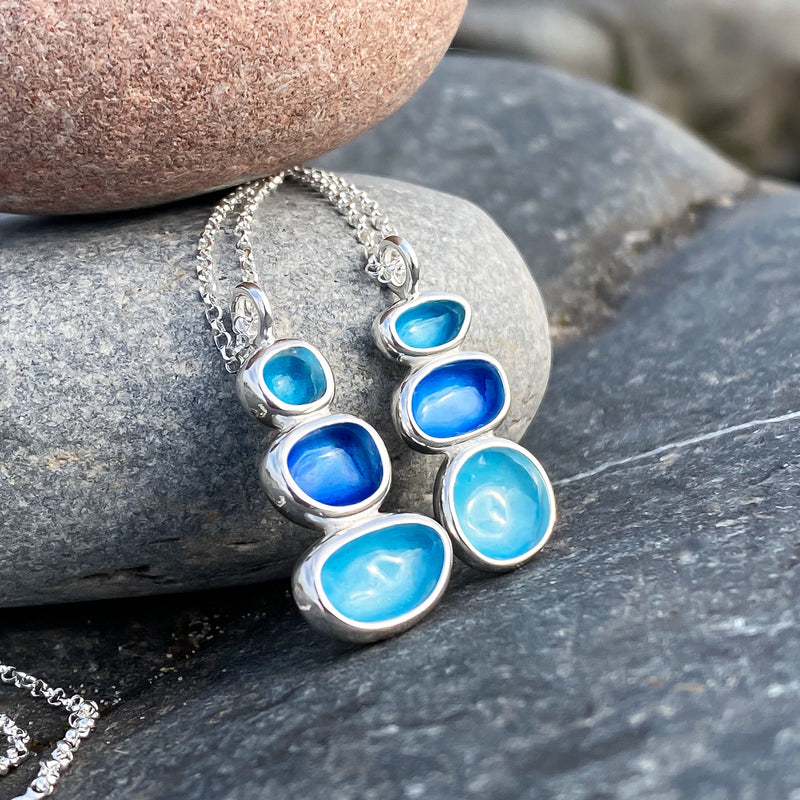 Sterling Silver Oval Balance Pebble Necklace - Summer Shores EP494
