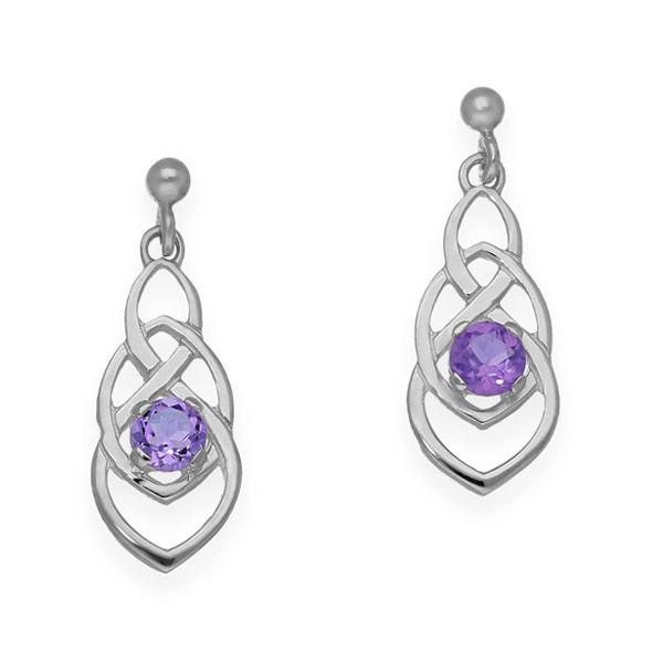 Celtic Silver Earrings CE390 Amethyst