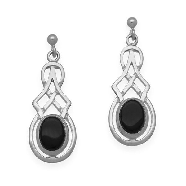 Celtic Silver Earrings SE33 Onyx