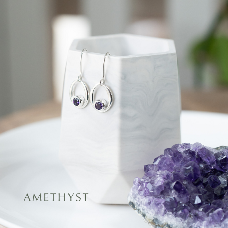Gemstone Sterling Silver Dangle Earrings CE476