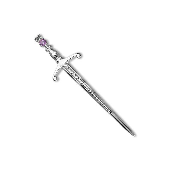 Thistle Silver Kiltpin CB42 Amethyst
