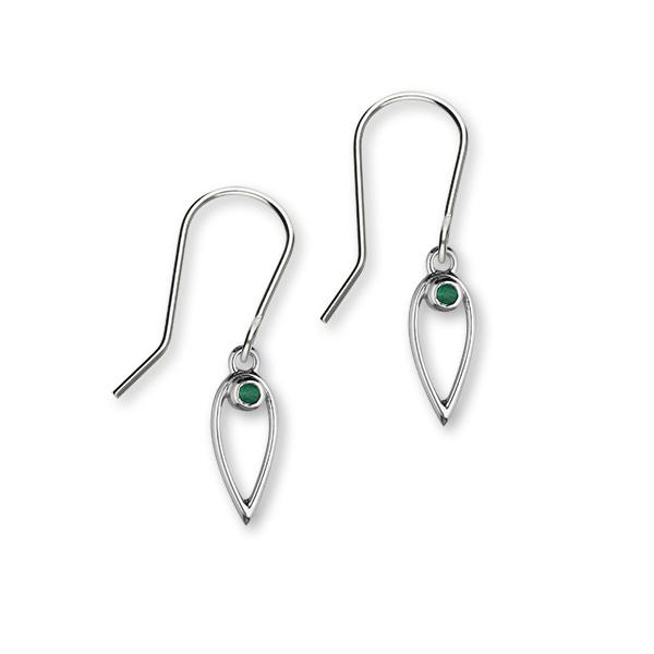 May Birthstone Silver Earrings CE357 Emerald CZ