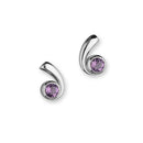 Retreat Sterling Silver & Amethyst Curl Stud Earrings, CE414