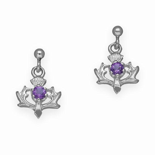 Thistle Silver Earrings CE9 Amethyst