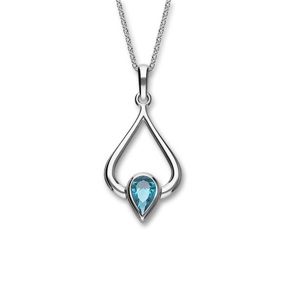 Flourish Silver Pendant CP327 Blue Topaz