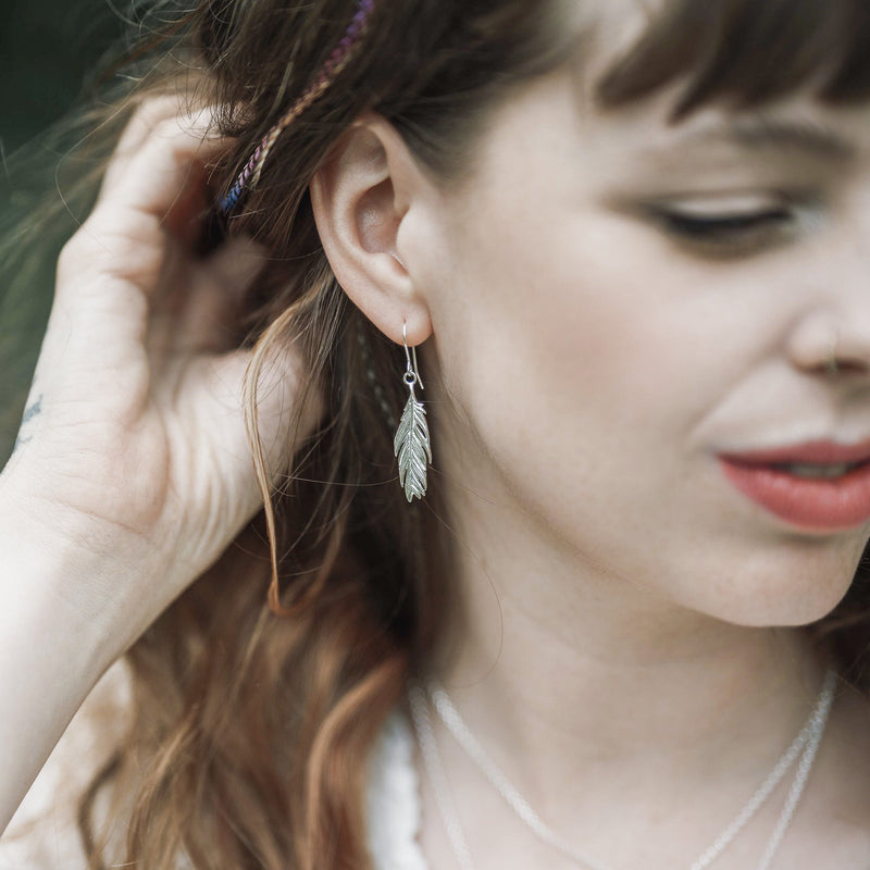 Sterling Silver Feather Earrings E2124