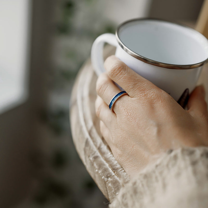Rán- Bifröst Silver Enamel Ring (Sea Blue) ER149