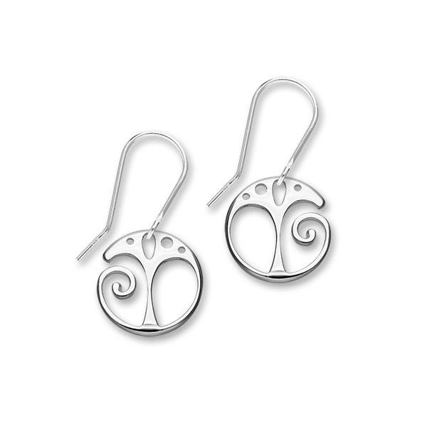 Trendy Twirls Sterling Silver Tree Drop Earrings, E1539