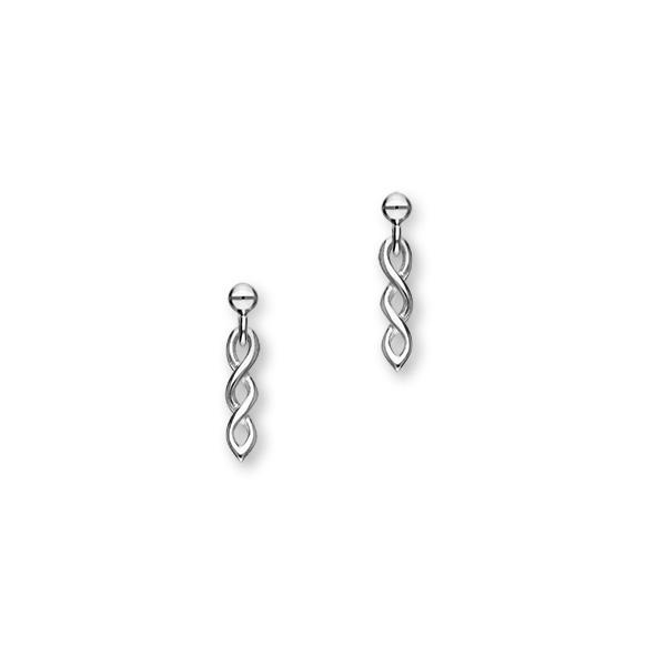 Twist Sterling Silver Long Drop Earrings, E1877