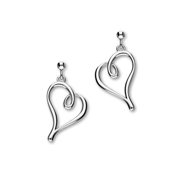 Hearts Sterling Silver Drop Earrings, E1884