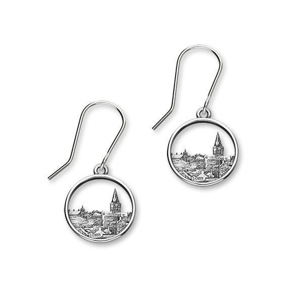 Kirkwall Skyline Sterling Silver Round Drop Earrings, E1904