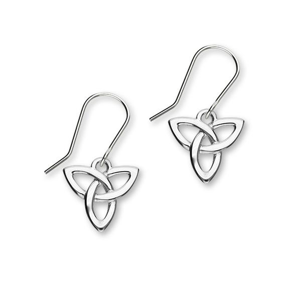 Celtic Sterling Silver Trinity Knot Drop Earrings, E1922