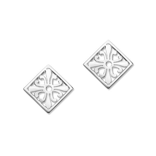 Orkney St Magnus Sterling Silver Square 305 Stud Earrings, E305