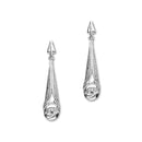 Charles Rennie Mackintosh Rose & Leaf Sterling Silver Long Drop Earrings, E516