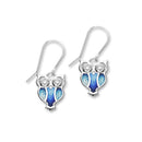 Nature in Flight Sterling Silver & Cubic Zirconia Enamel Owl Drop Earrings, ECE25
