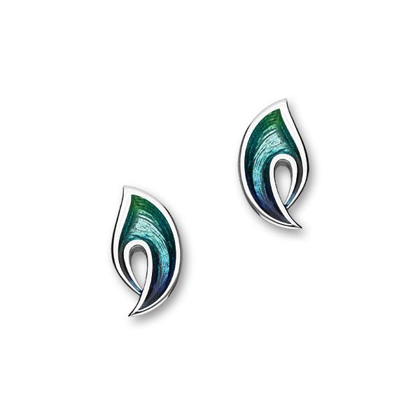 Rhapsody Sterling Silver & Blue/Green Enamel Stud Earrings, EE214