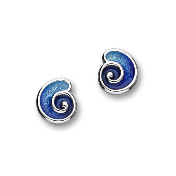 Tranquility Sterling Silver & Enamel Swirl Stud Earrings, EE291