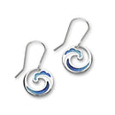 Coastal Sterling Silver & Oasis Blue Enamel Wave Drop Earrings, EE318