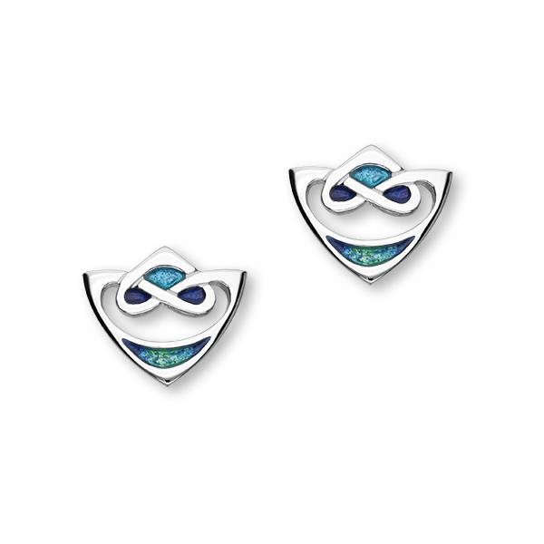 Archibald Knox Sterling Silver Aquamarine Stud Earrings EE37