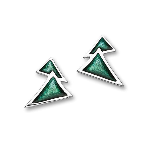 Festive Sterling Silver Enamel Christmas Tree Stud Earrings, EE610
