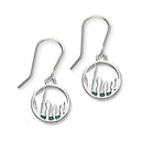 Soltice Ring of Brodgar Sterling Silver & Green Enamel Hoop Drop Earrings, EE615