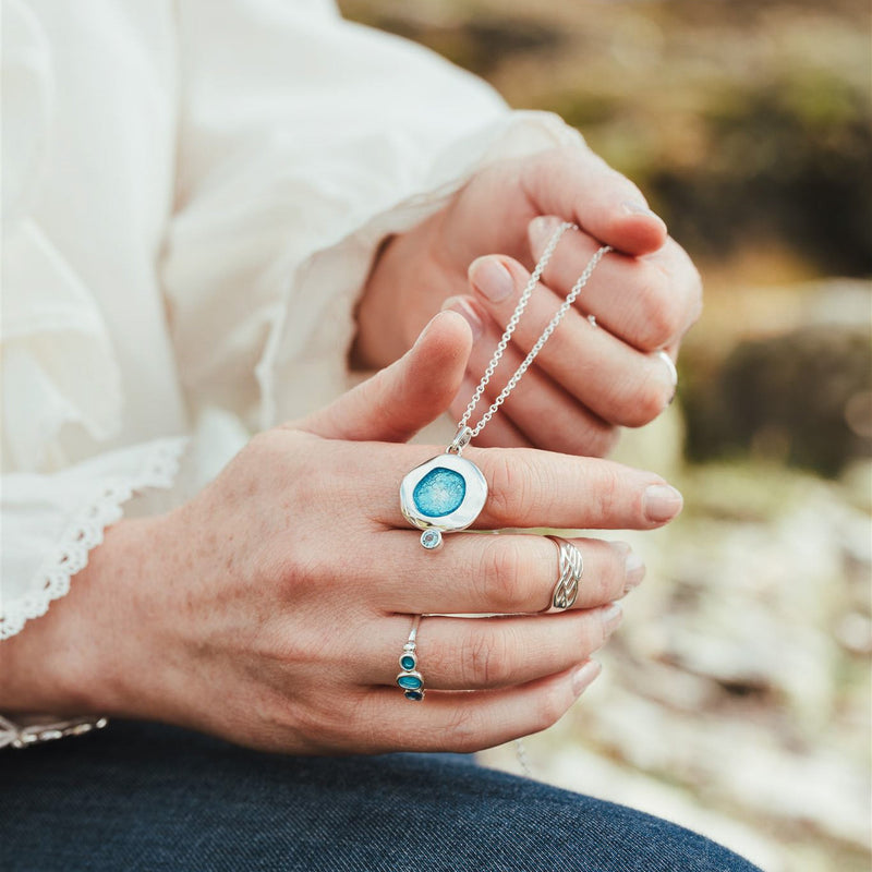 Tidepool Necklace with Blue Enamel and Swiss Blue Topaz ECP24