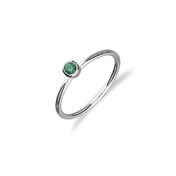 Indie Silver CZ Ring Green CZ FCR 1