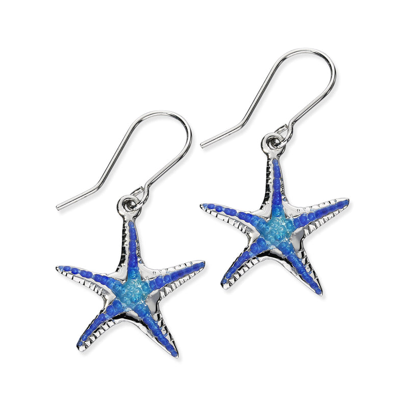 Starfish Enamelled Silver Drop Earrings FEE 17