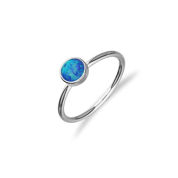 Indie Silver Stone Ring Blue Opal Flake FSR 4