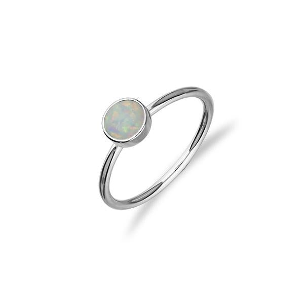 Indie Silver Stone Ring Synthetic White Opal FSR 4