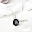 'Blackberry' Purple Enamel Sterling Silver Droplet Deep Necklace EP496