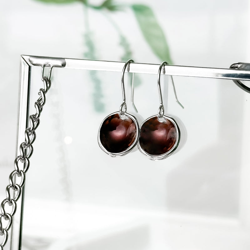 'Autumn Moors' Burgundy Droplet Dangle Earrings EE636