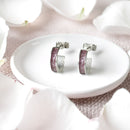 Freyja - Bifröst Silver Enamel Hoop Earrings (Deep Rose Pink) EE637