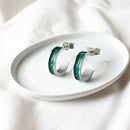 Jörð  - Bifröst Silver Enamel Hoop Earrings (Forest Green) EE637