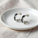 Odin - Bifröst Silver Enamel Hoop Earrings (Charcoal Grey) EE637